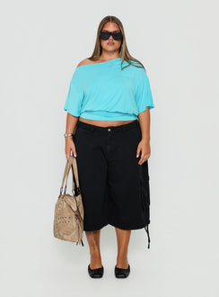 Ashlinn Off Shoulder Drapey Top Turquoise Curve