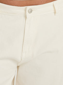 Hudsen Longline Cargo Shorts Cream Curve