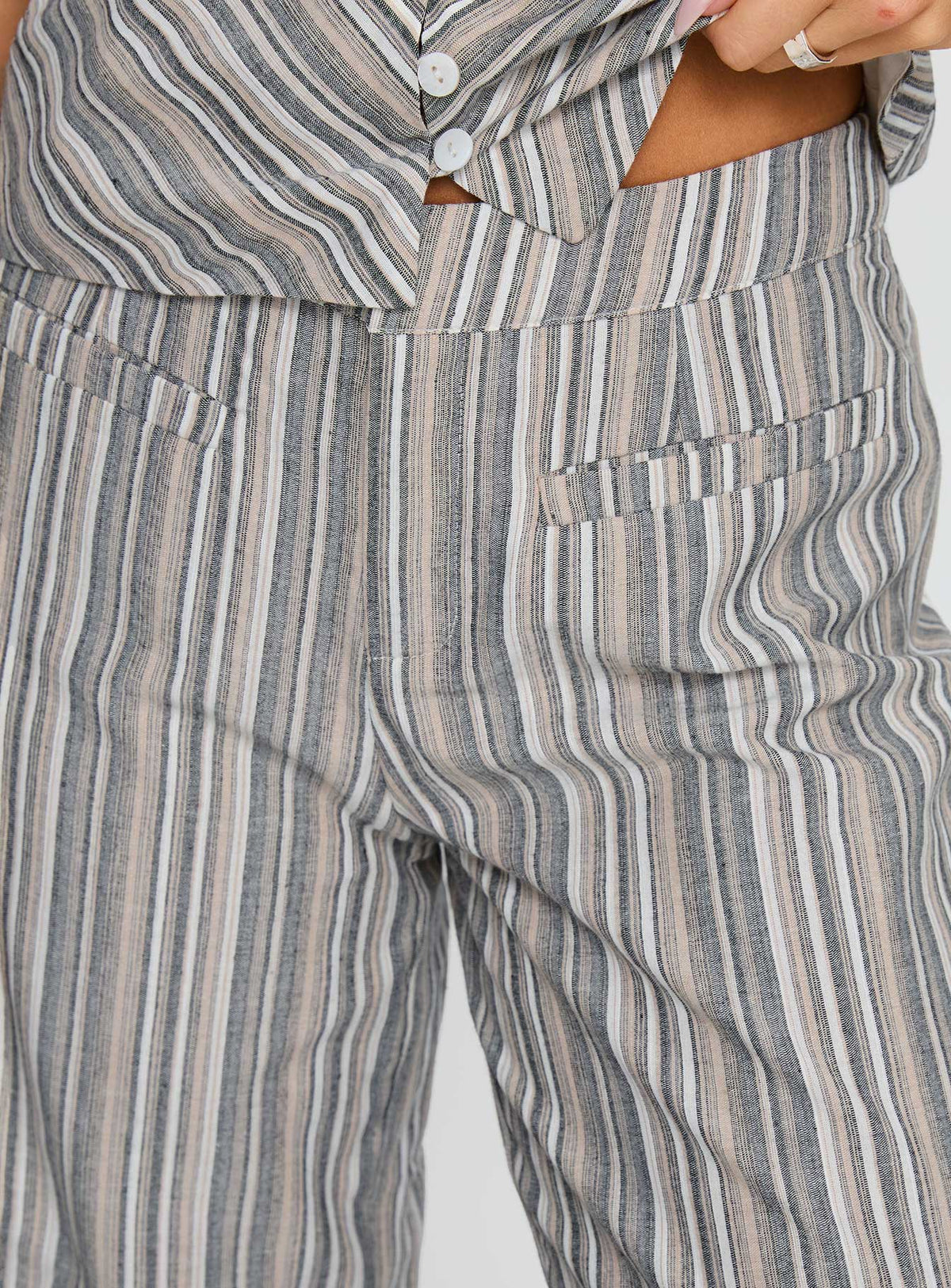 back view of model wearing Princess Polly Lunelle Pants Multi Stripe High Waisted Pants 