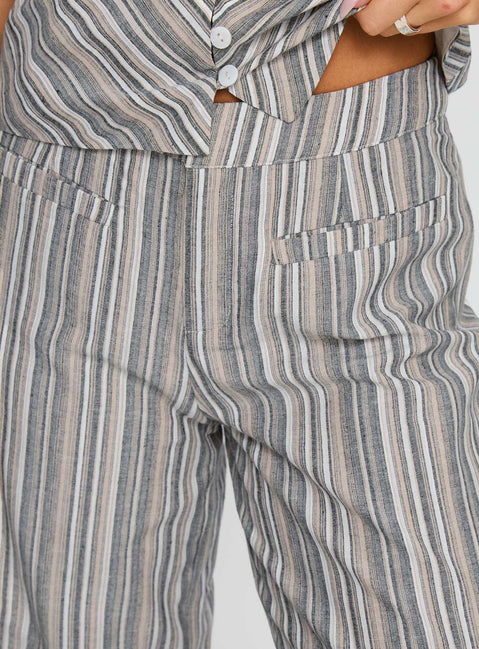 back view of model wearing Princess Polly Lunelle Pants Multi Stripe High Waisted Pants 