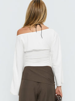 Anastasie Off Shoulder Long Sleeve Top White