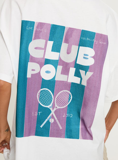 product Princess Polly Club Polly Oversized Tee White Half Sleeves Crew Neck 