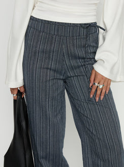 Rush Hours Tie Up Pants Navy High Rise Pants 