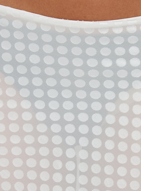 Capturing the Evangela Sheer Midi Skirt in womens-skirts with polkadot detail and texture Princess Polly