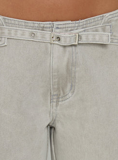 Explore the Slow Ride Mid Rise Bootleg Belted Jeans Desert Grey in womens-jeans product Princess Polly