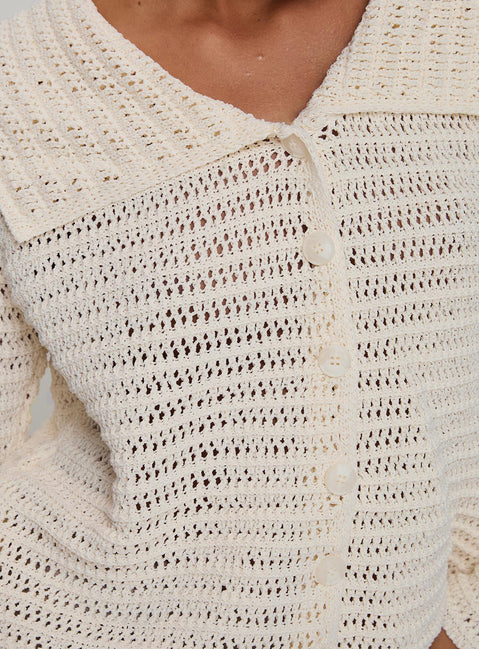 This Tuscon Crochet Sweater White womens-jumpers in short length detail Princess Polly
