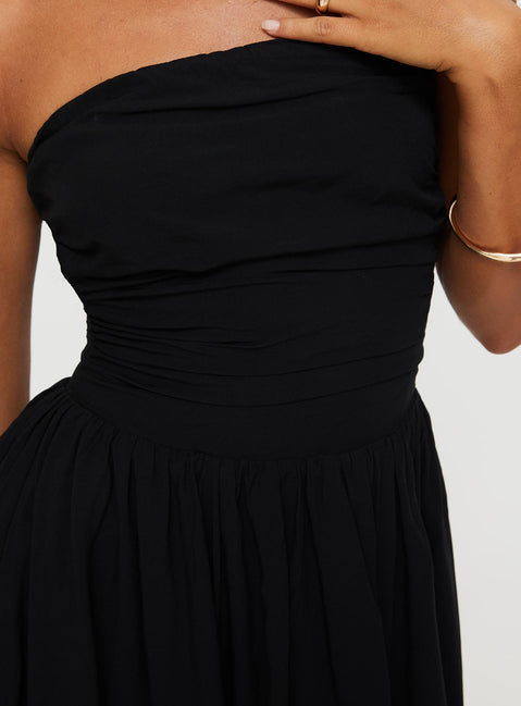 product Princess Polly Asymmetric Neckline  Rashida Strapless Mini Dress Black