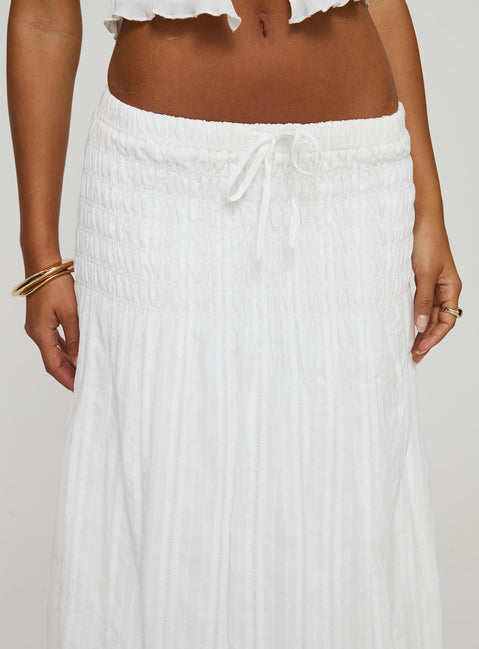   front view of model wearing Princess Polly Carana Maxi Skirt White Maxi Skirts Skirts 