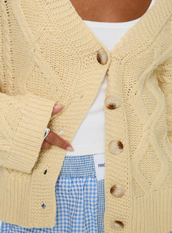 product Princess Polly Daxtan Cable Cardigan Lemon Cropped 