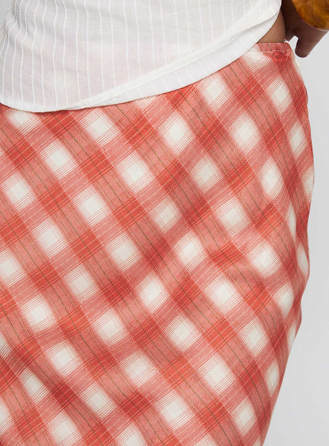 product Princess Polly Living Color Maxi Skirt Orange Gingham Midi Skirts 
