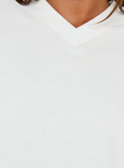Settle Down Long Sleeve V Neck Mini Dress White