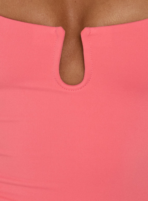 Daily Define Keyhole Cinched Tank Top Coral