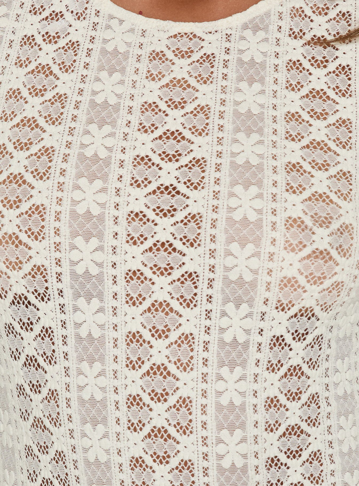 Dalenna Lace Long Sleeve Top Cream