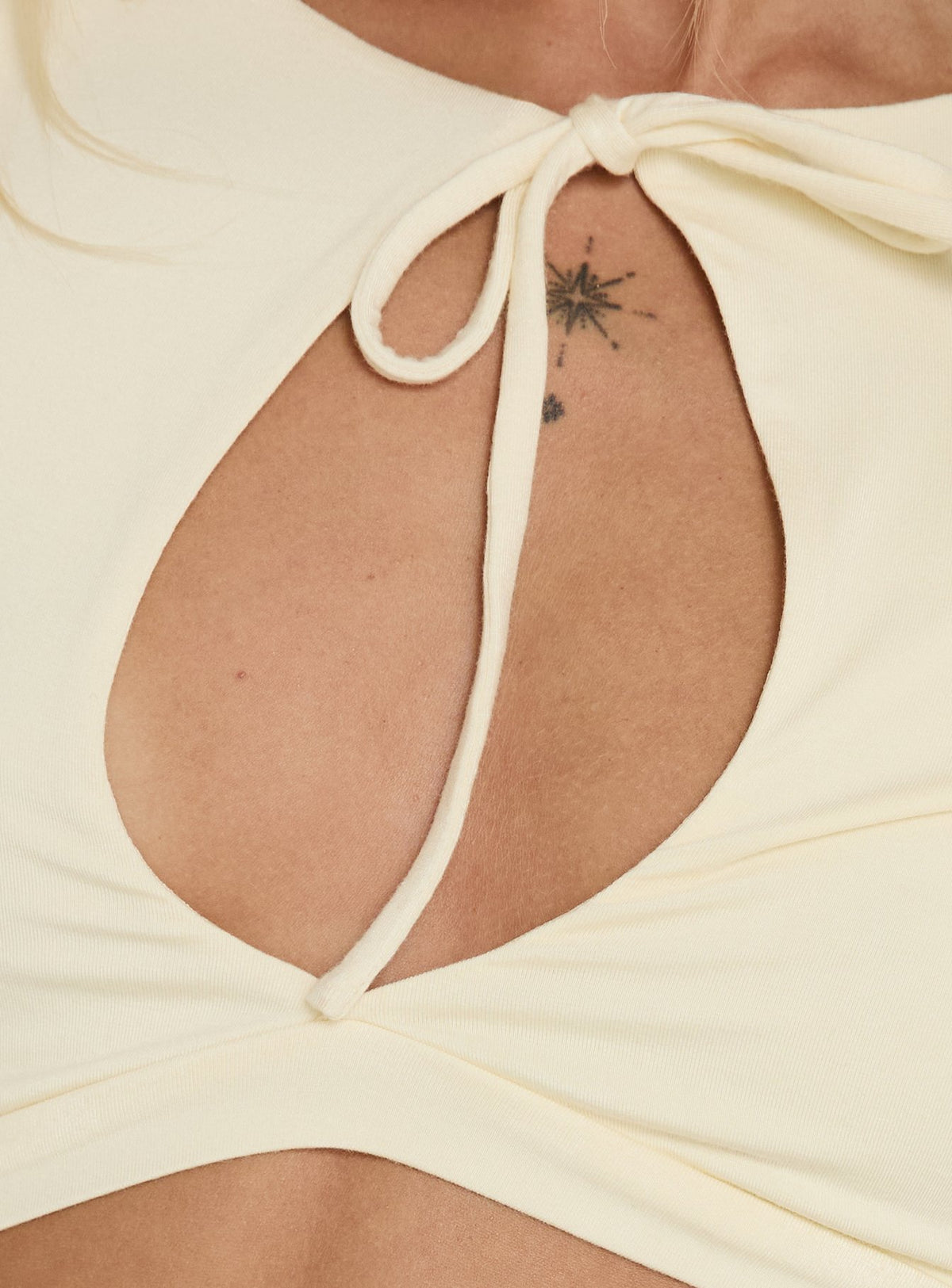 Madalyna Long Sleeve Keyhole Micro Top Cream