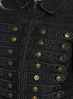 Kingstonn Military Denim Jacket Washed Black