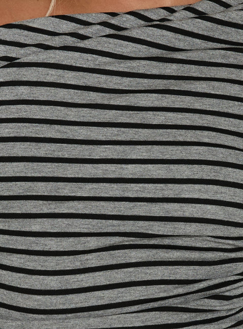 Beller Long Sleeve Mini Dress Grey / Black Stripe