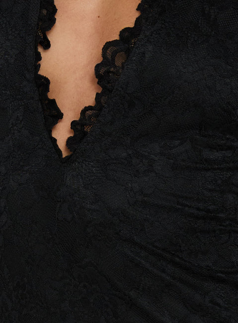 Ayvi Lace Halter Mini Dress Black
