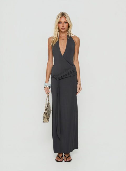 So Major Draped A-Line Maxi Dress Slate