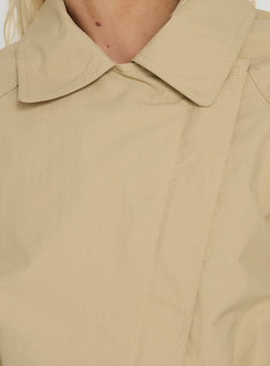 Ranique Tie Waist Cropped Trench Coat Beige