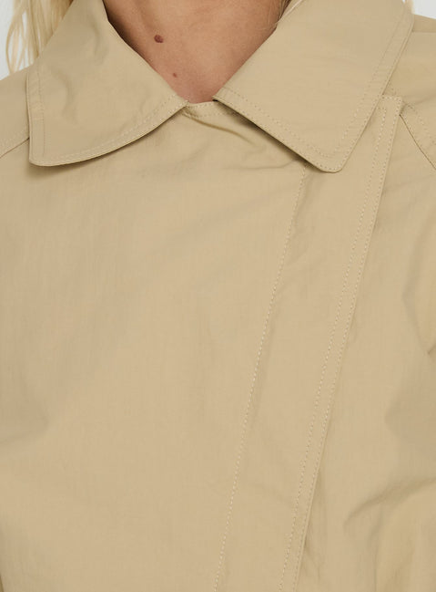 Ranique Tie Waist Cropped Trench Coat Beige