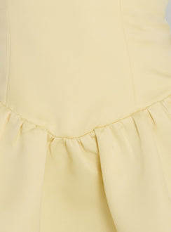 Soft Bloom Drop Waist Strapless Mini Dress Yellow