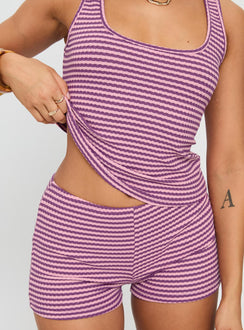 Roseblush Textured Tank Set Pink / Purple Stripe