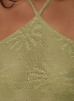 Masina Arrowneck Fringe Detail Top Green