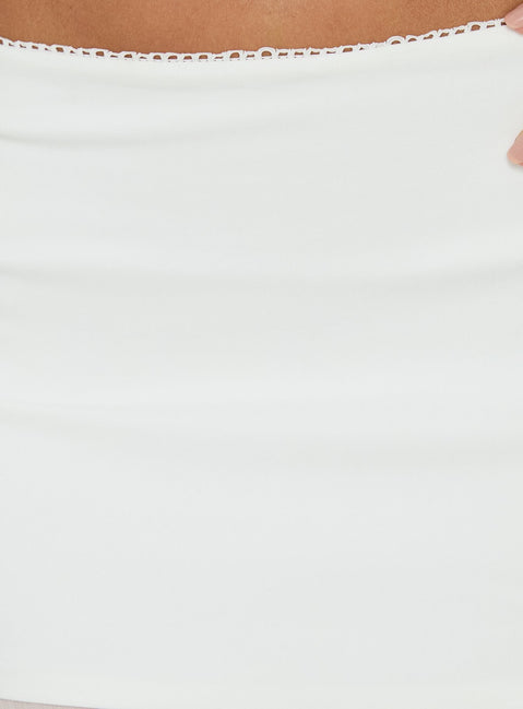 Discover the Camy Sheer Panelled Midi Skirt White womens-skirts in midi length detail Princess Polly