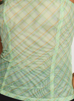 product Princess Polly No Comparison Neck Tie Strapless Top Green Check Sleeveless straight 