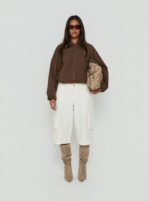 Scorpia Canvas Bomber Jacket Dark Brown