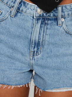 product Princess Polly Top Tier Mid Rise Denim Shorts Light Wash High Waisted Shorts 