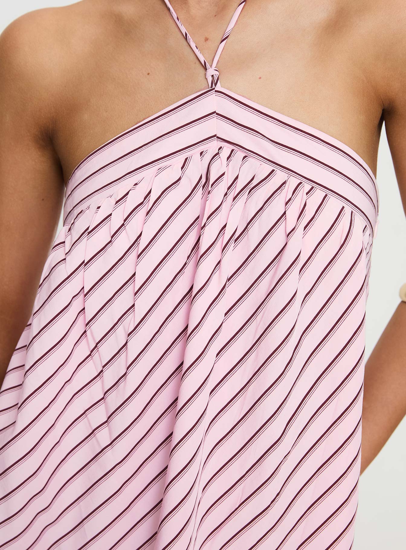 product Princess Polly Moonlit Mini Dress Pink Stripe Petite Asymmetric Neckline 