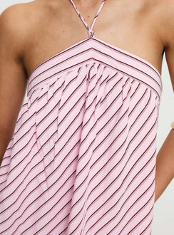product Princess Polly Moonlit Mini Dress Pink Stripe Asymmetric Neckline 