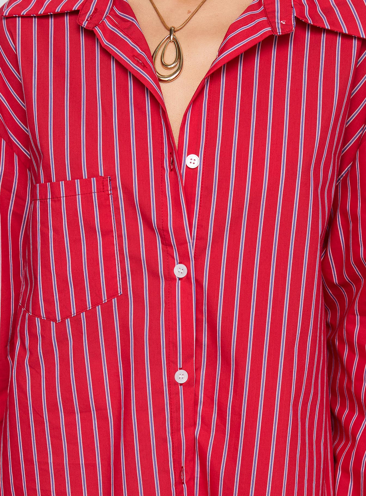 product Princess Polly Kodhi Oversized Long Sleeve Top Red Stripe Full Sleeves V-Neck 