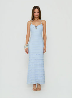 Liskaia Textured Halter Maxi Dress Blue
