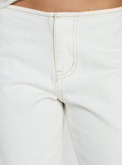Crafted with Buenos No Waist Low Rise Straight Leg Jeans White Petite in womens-jeans Princess Polly