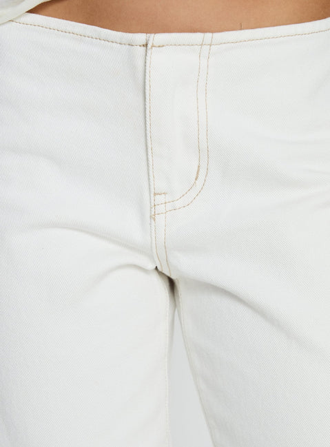 Crafted with Buenos No Waist Low Rise Straight Leg Jeans White Petite in womens-jeans Princess Polly