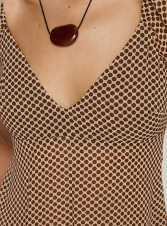 Jazz Club Top Brown Polka