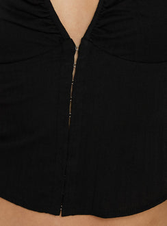 Oceanna Ruched Short Sleeve Collared Top Black