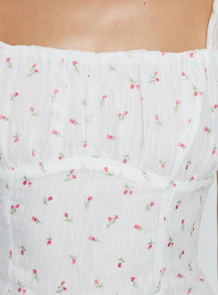 Orvena Square Neck Top White Floral