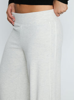 back view of model wearing Princess Polly Ascenda Straight Leg Track Pant Grey Marle Mid Rise Pants 