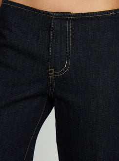 Designed with Buenos No Waist Low Rise Straight Leg Jeans Raw Denim Petite womens-jeans featuring belt and gold detailing product Princess Polly