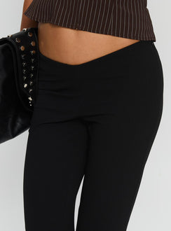 back view of model wearing Princess Polly Showstopper V-Front Pant Black Low Rise Pants 