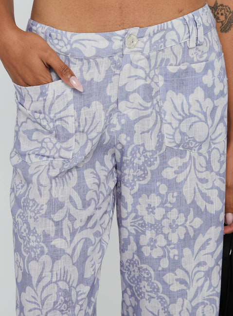 Vendi Low Rise Pant Lilac Floral Low Rise Pants Pants 