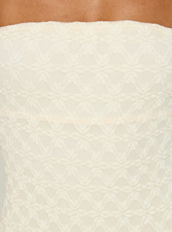 Aryela Strapless Textured Maxi Dress Cream