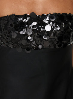 Kaylanie Strapless Sequin Mini Dress Black
