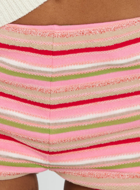 Selinah Terry Towelling Micro Shorts Pink Multi