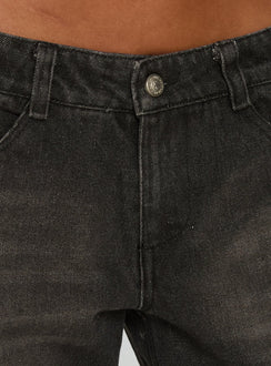 product Princess Polly Korinne Low Rise Baggy Jeans Washed Charcoal Low Rise Jeans 
