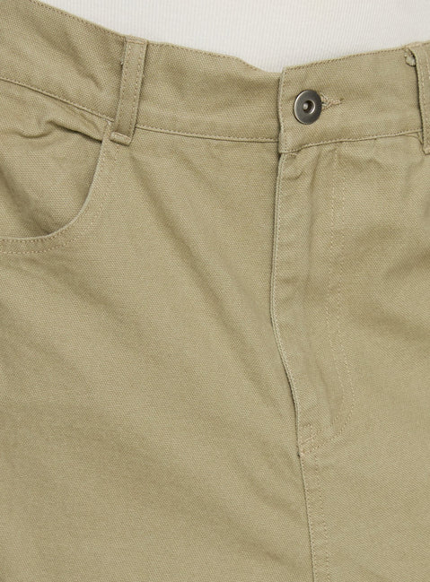 Explore the Sylene Pocket Detail Cargo Pants Khaki in womens-regular-pants with high-rise detail Princess Polly