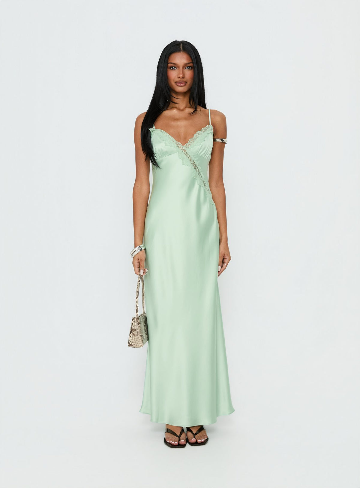 Madelene Lace V Neck Maxi Dress Jelly Mint